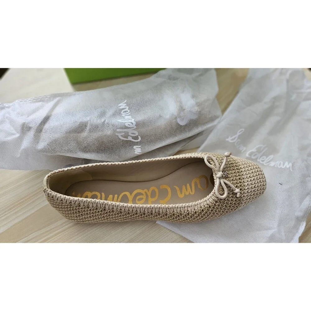 Sam Edelman Rochet Kni Ballrt Beige Women's Flat Shoes Size 8.5